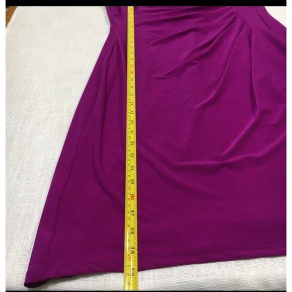 Lauren Ralph Lauren Ruched Cowl Neck Cocktail Dress Magenta Womens 12 Draped - Picture 14 of 14